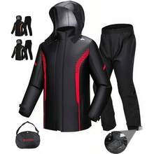 Impermeable Motociclista Reflejante con Capucha, Alta Calidad Chubasquero  Reflectante para Mujer y Hombre, Conjunto de Impermeables para Moto con Cubrezapatos - Grande + Rojo - Ver 1
