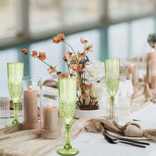 Plastic Champagne Flutes,  Green Plastic Wine Glasses Goblets Reusable Champagne Flute For Weddings, Bachelor Parties, Toasting, And Events - 綠色 - 查看 5