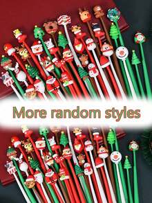 20pcs/Set Christmas Themed Ballpoint Pen Set, With Cute Christmas Tree, Santa Claus And Reindeer Patterns Printed On The Pen Body. Perfect For Party Favors, Gathering Gifts Or Birthday Presents. - Multicolor - View 3