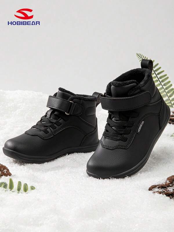 HOBIBEAR 1 Pair Teens' Outdoor Snow Boots, Simple Solid Color Anti-Slip Waterproof Shoes, Warm Lined For Boys & Girls, Winter