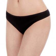 ELACUCOS 6 Pack Women's Thongs Cotton Breathable Panties Bikini Underwear - 6種黑色 - 查看 3