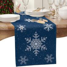 Christmas Navy Blue Snowflake Table Decor Dresser Scarves Tabletop Decor Winter Xmas Kitchen Dining Table Runner Christmas Decorations