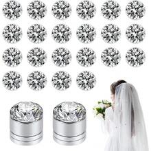 24pcs Magnetic Veil Weights With Diamonds Rhinestones Crystals Elegant Shiny Hijab Magnets For Scarves Clothes Women Girls Wedding Accessories Bridal Cathedral Veil Decor