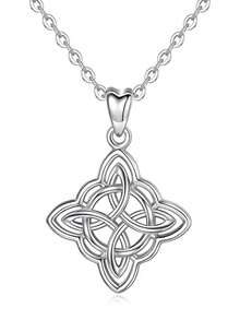 1pc 925 Sterling Silver Simple Witch Knot Pendant Necklace, Suitable For Women's Daily Wear, Gift For Girlfriend, Wife, Mother On Birthday, Anniversary - Silver - View 13