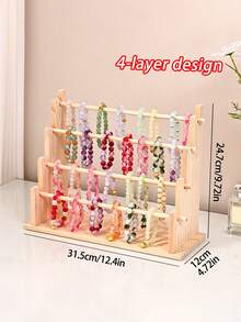 1 st smyckesställ i trä, armbands- och halsbandsställ, flerskiktad förvaringshållare för armband, ringar, örhängen, halsband, minimalistisk naturlig trädesign, oumbärlig för smyckesorganisation i hemmet