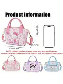 Sanrio 1Pc Sanrio Shoulder Bag Kawaii Hello Kitty Kuromi Cinnamoroll Melody Kerokero Keroppi Crossbody Bag Kitty Cat Anime Character Purse Handbag Decorate Accessories