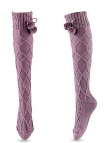 Tất ống cao đến đùi bằng vải len mềm mại ấm áp mùa đông dành cho nữ, màu trơn, F3MD, Y2k, ấm áp - Nhiều màu - Xem 7