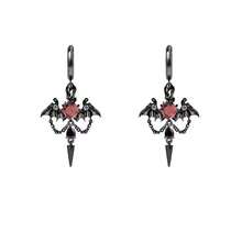 Dark Bat Tassel Love Earrings Women's Halloween Chain Rivet Punk Earrings Men's Earrings Ornament - Trắng K - Xem 3