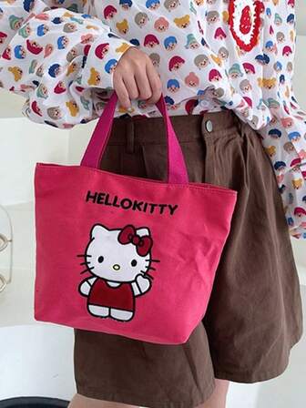 Sanrio 1Pc Sanrio Handbag Hello Kitty Kawaii Kuromi My Melody Cinnamoroll Anime Decoration Accessories Handbag Storage Tote Bag Gift