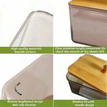 Drying Paper Towel Rack, Bamboo Lid, Acrylic Laundry Room Transparent Drying Paper Towel Rack Container Box For Laundry Room Organization And Storage, Can Hold Paper Towels - 1 - View 5