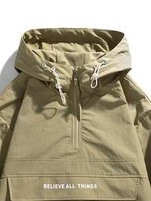 Men's Long Sleeve Casual Patchwork Hooded Drawstring Jacket , Spring/Autumn Outerwear