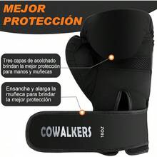 Unisex, guantes de entrenamiento de boxeo con protector bucal incluido - adecuados para boxeo, artes marciales mixtas, kickboxing y MMA, con función de absorción de impactos. - Negro mate - Ver 8