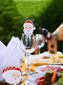 60/80个2025圣诞快乐香槟酒杯帽子卡片，圣诞派对晚宴纸质标签座位卡餐桌装饰，家居装饰 - 彩色 - 查看 8