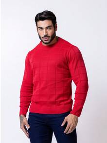Luxury Knitted Sweater, Men's Blouse, High Quality, Immediate Shipping, Winter, Father's Day - 紅色 - 查看 2