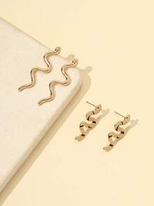 2 对合金蛇形耳钉套装，适合日常佩戴 - 彩色 - 查看 2