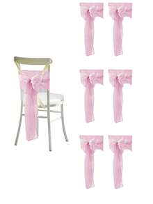 2件/4件/6件/10件粉色薄纱蝴蝶结椅套，轻盈白色面料户外婚礼椅装饰，适用于婚礼、生日派对椅装饰，米色、白色、秋季装饰、房间装饰、返校季、学校用品