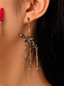 1 对骷髅耳环，适合万圣节，哥特式暗黑风格，男女通用 - 銅色 - 查看 4