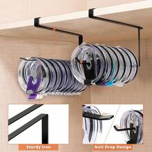 Tumbler Lid Organizer, Horizontal Tumbler Lid Storage Hook Up To 10 Lids, Space Saving Cup Lid Holders Under Cabinet Tumbler Lid Hook For Kitchen Organizer And Storage,Hanging Paper Towel Rack Hanger