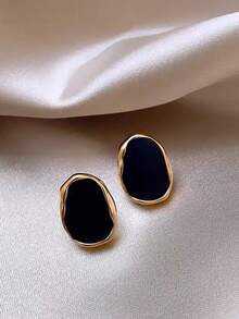 1 Pair Minimalist Asymmetrical Geometric Everyday Casual Unique Classic Retro Elegant Women Earrings - Black - View 7