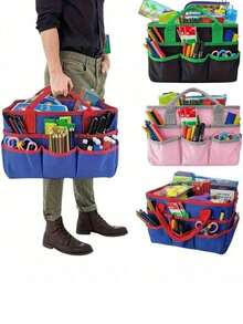 Large Capacity Multi-Functional Cleaning Tool Organizer Bag Durable Crossbody Tool With Multiple Compartments, Mixed Colors For Home & Outdoor Use, Cleaning Accessory, Sturdy Construction,Christmas Gift