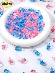 100pcs/150pcs Mini Acrylic Pacifiers Suitable For Baby Shower Games, Cute Pacifiers Baby Shower Party Decoration, DIY Gender Revealing Party Table Scattering, Baby Shower Gifts, Multi-Color - Multicolor - View 9