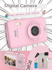 W&O 2025 New 1080P FHD Digital Camera With 32GB Card, Compact Small Cheap Cameras, Rechargeable Photography Camera, 48MP Auto Focus Camera, Puzzle Game,Very Suitable For Entry-Level Novice Photography And Video Recording Enthusiasts. Budget-Friendly Holiday Gift (Thanksgiving, Christmas, Halloween) - Hồng - Xem 1