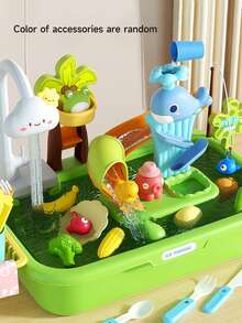 厨房水槽玩具、儿童电动洗碗机玩具、厨房玩具配件、泳池漂浮钓鱼玩具（适合水上玩耍）、儿童角色扮演洗碗机玩具（适合男孩女孩）（配件颜色随机）