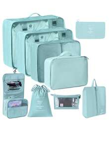 10 pièces/set Sac de voyage en polyester, organisateur de maquillage portable moderne pour le voyage