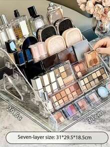 7-Tier Acrylic Stepped Display Rack, Transparent Multi-Layer Makeup Organizer Shelf For Blind Box, Cosmetics Storage,Makeup Bag,Travel Essential - Multicolor - View 7