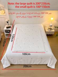 1 件清新双层蝴蝶结褶皱夏季被子空调毯，羽绒替代被子和羽绒被芯 - 四季被子 - 盒缝被子（不含枕套）