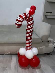 13 Stück/Set Weihnachtsparty dekorative Ballons, rosa & rote Zuckerstangen/Zauberstab Folienballons, 10-Zoll rote/hellrosa/weiße Latex-Ballons, für Silvester, Weihnachtsabend, Silvesterparty Dekoration