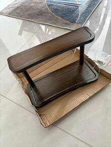 双层置物架,优雅收纳架,适用于化妆品、香水和护肤品,非常适合浴室、厨房和办公桌,带有独立的封闭式储物隔层。 - 棕色的 - 查看 12