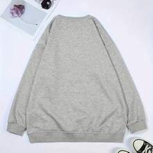 Women's Long Sleeve Crew Neck For Fall & Winter, Red Plaid CarPrint Sweatshirt, Autumn Winter Warmth, Casual Fashion, Relaxed Fit Pullover, Streetwear Style, Durable Material, Suitable For Daily Life, Travel - 灰色 - 查看 2