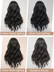 clouder 哥特朋克黑色水波卷发假发 26 英寸长波浪假发带刘海万圣节圣诞假发街头朋克假发女士合成耐热纤维假发适合日常角色扮演派对音乐节假发前卫学院风假发现代时尚朋克假发 - 黑色 - 查看 9