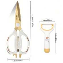 2 buc foarfece de bucătărie și curățător de legume, oțel inoxidabil cu mânere din silicon antiderapante, multifuncționale pentru carne și păsări de curte, mașina de spălat vase, tăiere și utilizare convenabile, material durabil, cadou excelent