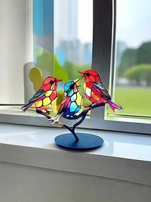 1 PIEZA Figura decorativa de pájaro de acrílico encantadora, decoración de pájaro de madera plana estilo europeo, pájaro de acrílico colorido en una rama, decoración de habitación, figura decorativa de pájaro de estilo moderno para mesa, adornos decorativos, para decoración del hogar, decoración del baño, se puede usar como regalo para Halloween, Navidad, Día del Padre, Pascua, Día de la Madre, pieza decorativa para novio/novia, decoración de la habitación, decoración de la sala de estar, decoración de la oficina - Multicolor - Ver 8