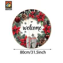 1 pièce Tapis de bain antidérapant rouge pointe de Noël, en matériau de flanelle, tapis de sol rond, décoration moelleuse, convient pour les salles de bains, les portes, les cuisines, les salons et autres occasions, lavable en machine, antidérapant, décoration de Noël, peut être offert en cadeau