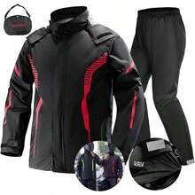 Impermeable Motociclista Reflejante con Capucha, Alta Calidad Chubasquero  Reflectante para Mujer y Hombre, Conjunto de Impermeables para Moto con Cubrezapatos - Grande + Rojo - Ver 9