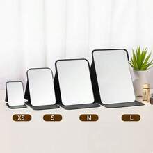 1pc Simple Bathroom Makeup Mirror, Portable Desktop Vanity Mirror, Office Desk Stand Mirror, Handheld Cosmetic Mirror, Adjustable Tabletop Mirror, Student Dormitory Dressing Table Mirror, Home Decoration, Room Decoration, Bathroom Accessory Home Bathroom Decor Fall Decor Makeup Organizer Bathroom Accessories Back To School - Black - View 12