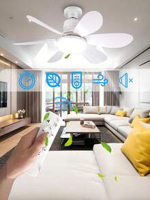 6-Blade LED Ceiling Fan With Light And Remote Control, E27 Base, 40W Dimmable LED Ceiling Fan Suitable For Bedroom And Living Room, 3 Wind Speeds, Timer, Night Light Function