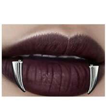 2pcs Halloween Zombie Teeth Vampire Teeth Costume Props Lip Ring Exaggerated Gothic Style Stainless Steel Fake Lip Piercing Stud Ring With Sharp Teeth Design Body Jewelry - Multicolor - View 5
