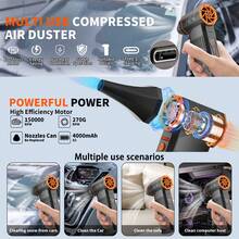 S&D Turbo Jet Fan, Mini Air Blower 130000RPM Turbo Fan, 3 Gear Adjustable Electric Air Duster, Wind Speed 52m/S Brushless Motor Handheld Duct, Car High-Performance Cyclone Turbo, Snow Blower, Air Cushion , Blow Dry Pets, Barbecue Hair Dryer - Black - View 3