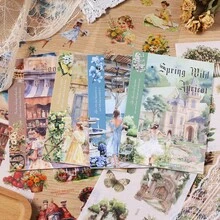 10sheets PET Stickers Washi Paper Stickers Creativity Adhesive DIY Sticker Hand Made Decorative Junk Journal Scrapbook Supplies Holiday Decorations Christmas Halloween Valentine's Day