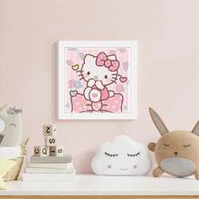 5D Diamond Painting Kit With Frame, Cute Cake Kuromi Hello Kitty, DIY Desktop Art, Best Birthday Gift - Rose Red - View 7