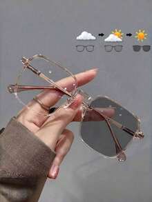 1 PC Women Square Fashion Eyeglasses Classic Modern Simple Style Fashion Glasses Suitable For Outdoor Travel Fashion Glasses Beach Accessories For Women Glasses Shades Basics Fall Winter Women Outfits Clothes Business Casual Gifts - 無色 - 查看 3
