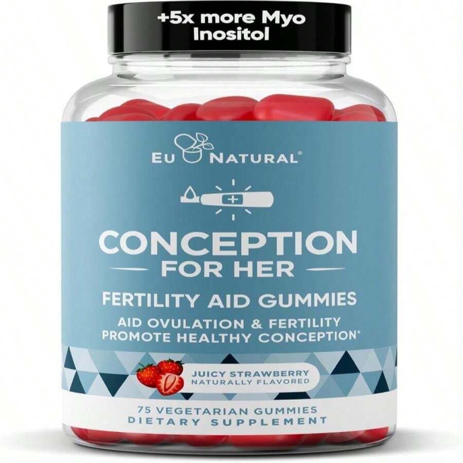 Conception For Her Fertility Gummies - Fertility Supplements For Women With Myo Inositol, Folate &Amp; More Essential Nutrients - Delicious Juicy Strawberry Hormone Balance Vitamins, 75 Ct Gummies - 白色的 - 查看 1