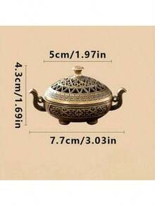 1 Chân đốt hương rỗng, Đế đựng hương kim loại dạng lỗ dùng để xông hương trong nhà, trang trí nhà cửa, trà đạo Trung Quốc, bàn thờ gia đình, phụ kiện phòng khách, máy sưởi hương mini - Màu nâu  Mocha - Xem 5