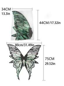 Large Size 4-Leaf Gilded Butterfly Wings/Wing Set, Shiny Transparent Fairy Wings Adult Costume, Angel Wings For Women, Halloween Costume - Multicolor - View 6