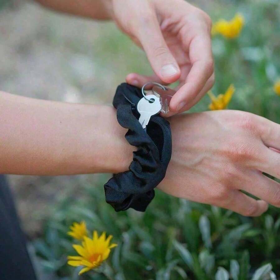 1Pc Invisible  Large Intestine Hair Band Storage Pocket Headband Storage Hair Accessories Hair Band Hide Private Money - Large Intestine Hair Ring [black 1 Piece] - View 1