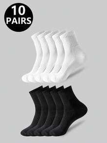 5双/10双/20双装 男士休闲船袜，中筒袜，白色袜子，冬季袜子，黑色袜子，运动袜，秋冬季 - 彩色 - 查看 19